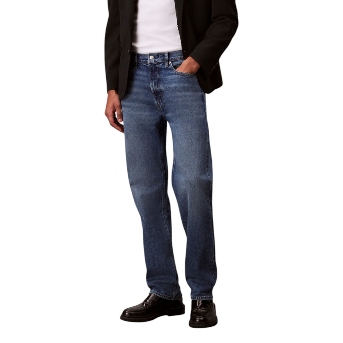 Calvin Klein Jeans herenjeans blauw 79% Katoen 20% organisch katoen 1% Elastaan